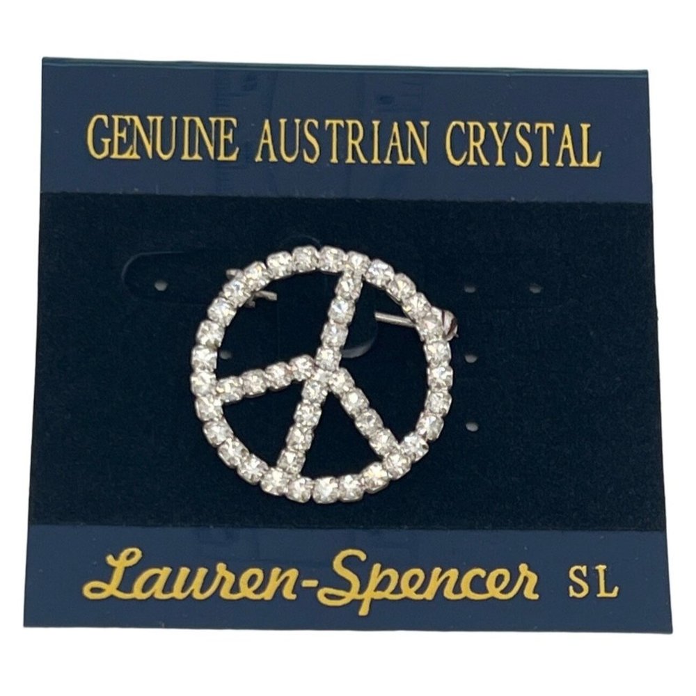 NWT Genuine Austrian Crystal Peace Sign Fashion Jewelry Pin